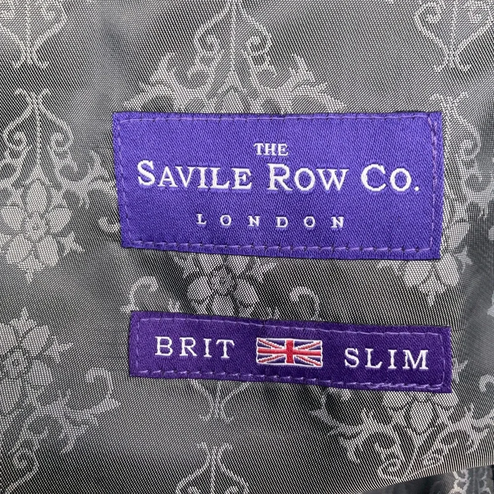 Savile Row Suit Mens 40R 34R Charcoal Gray Pinstripe Rivington-V Slim Fit London